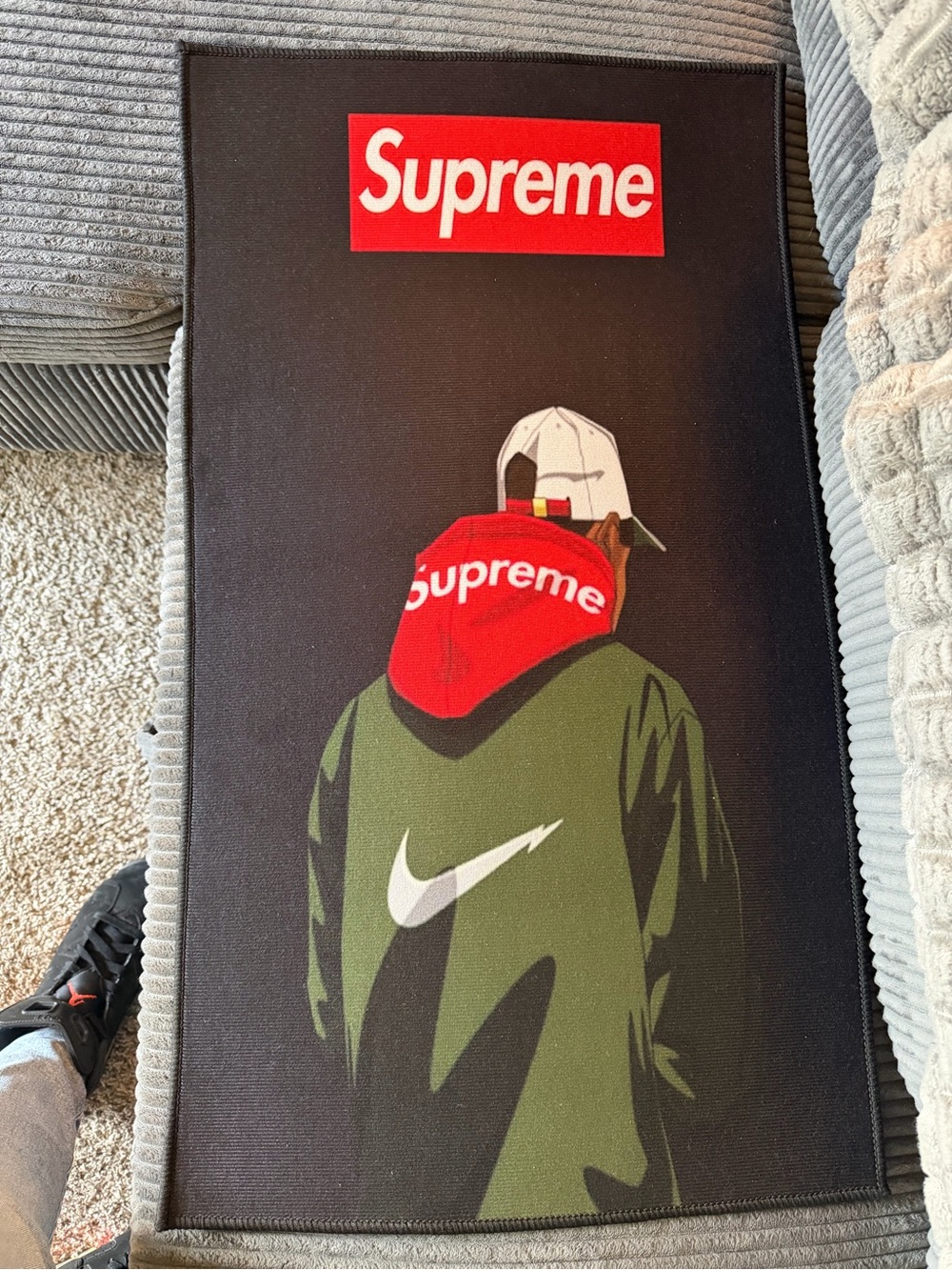 Supreme Red and Olive Graphic Rug
